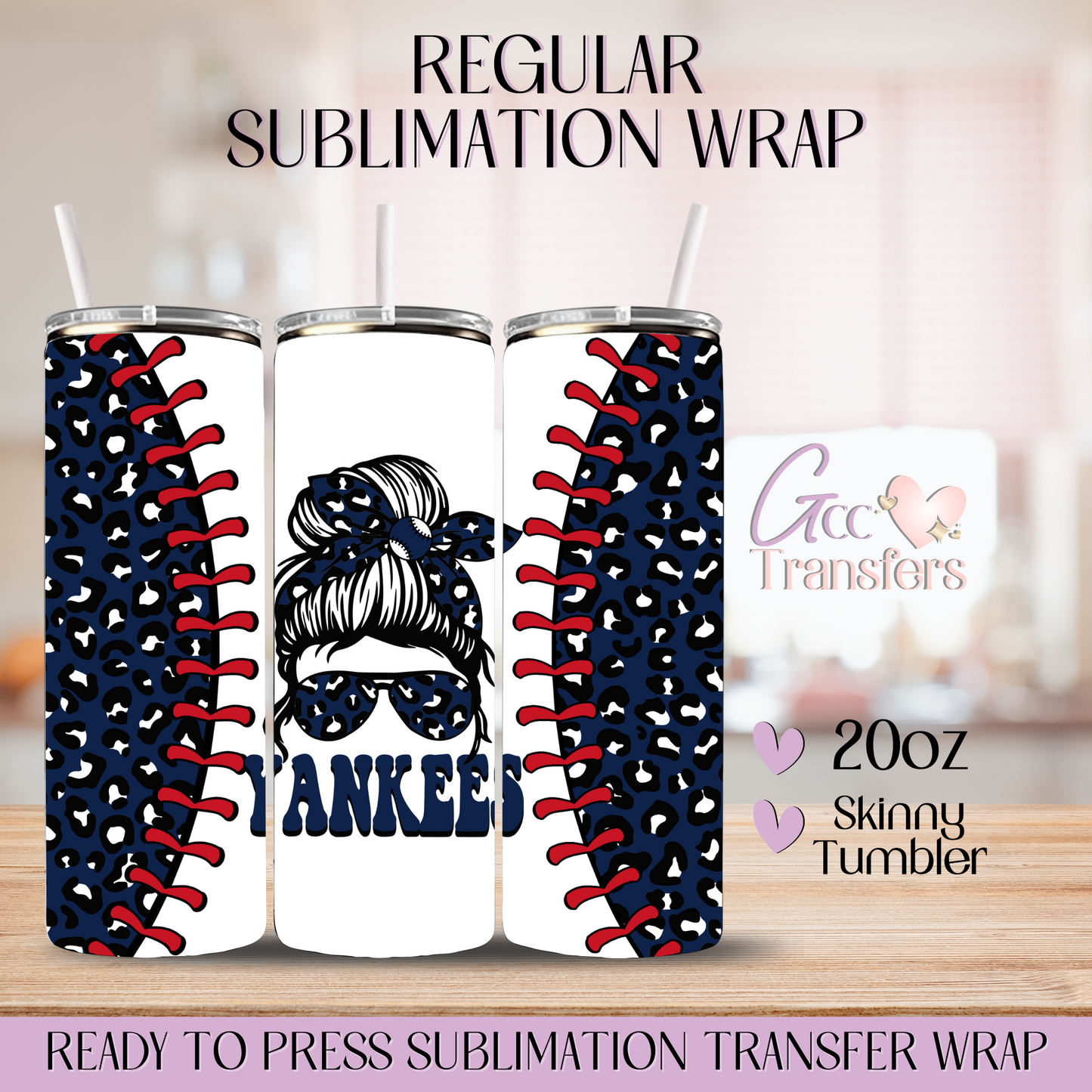 Messy Bun Baseball NY - 20oz Regular Sublimation Wrap