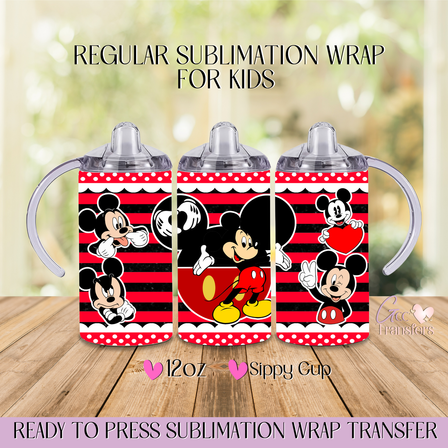 Red Mouse Cartoon Faces - 12oz Regular Sublimation Wrap