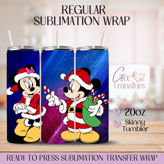 Mouse Couple Christmas Candy Cane- 20oz Regular Sublimation Wrap