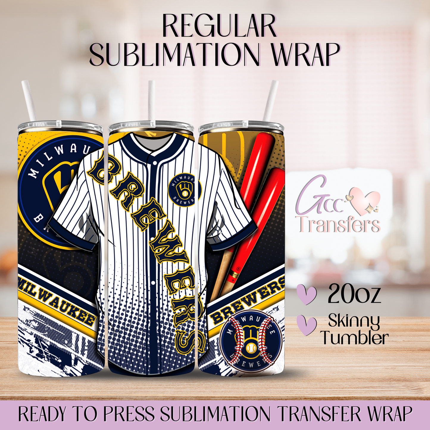 Jersey Baseball Brewers - 20oz Regular Sublimation Wrap