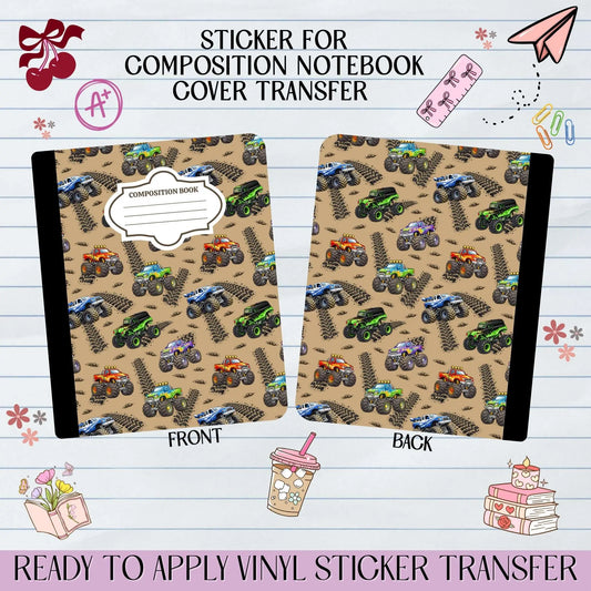 Monster Trucks Colored Sticker for Notebook Cover