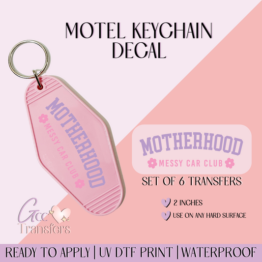 Motherhood Messy Car Club - Set of 6 (Motel Keychain UV DTF)