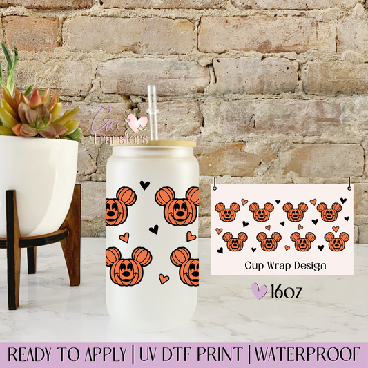 Mice Ears Pumpkins Halloween- 16oz UV DTF WRAP