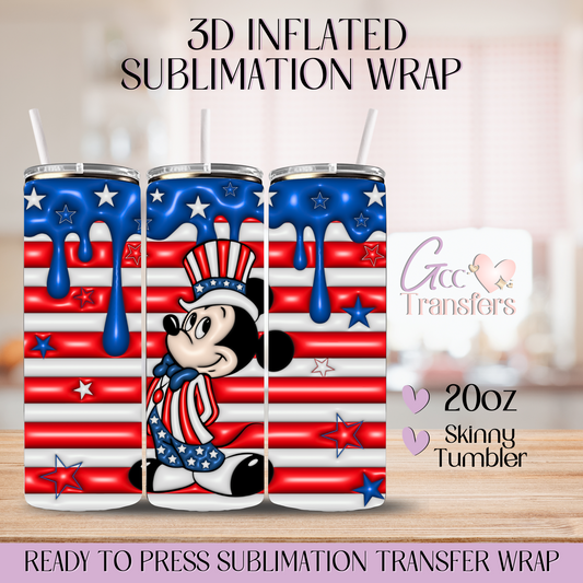 Mouse Flag 4th of July - 20oz 3D Inflated Sublimation Wrap