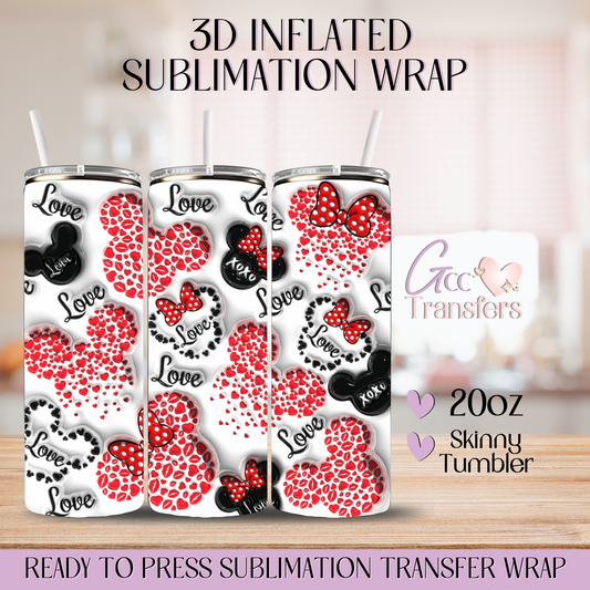 Mouse Head Love - 20oz 3D Inflated Sublimation Wrap