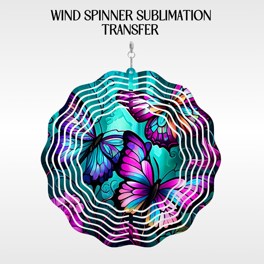 Neon Butterflies - 10" Wind Spinner Set of 2 Sub. Transfer