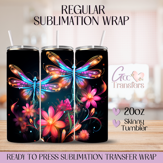 Neon Dragonflies - 20oz Regular Sublimation Wrap