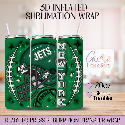 New York Jets Football - 20oz 3D Inflated Sublimation Wrap
