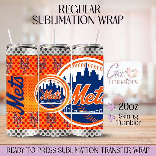 NY Mets Baseball Team - 20oz Regular Sublimation Wrap