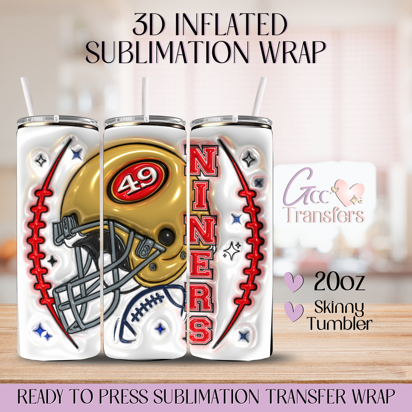 Niners Football - 20oz 3D Inflated Sublimation Wrap