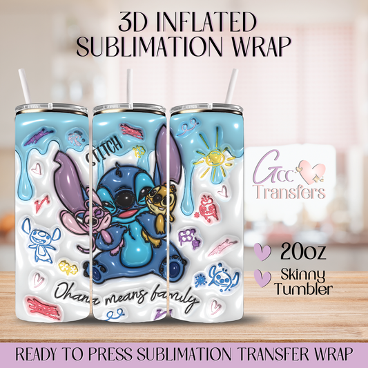 Ohana Means Family - 20oz 3D Inflated Sublimation Wrap