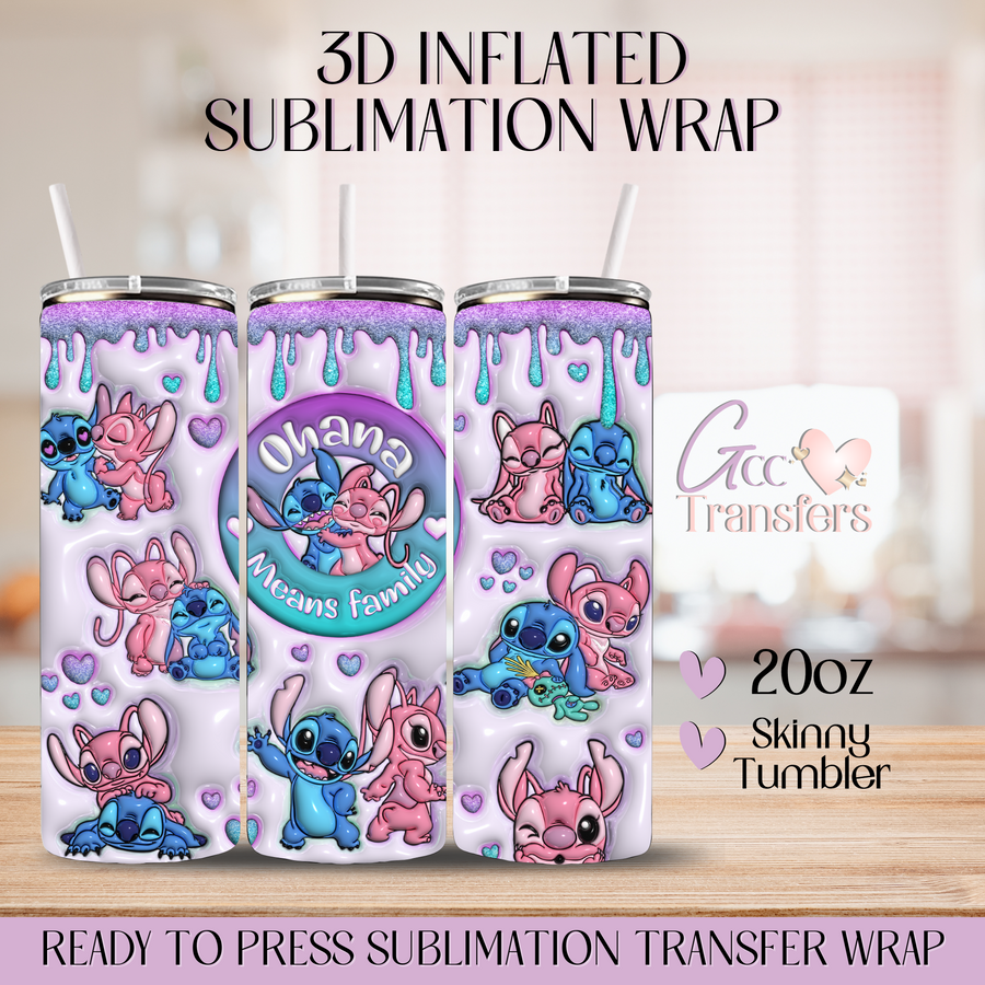 Aloha Island Family Glitter - 20oz 3D Inflated Sublimation Wrap