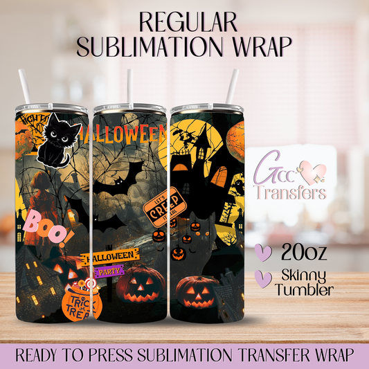 Orange Halloween Creep Party - 20oz Regular Sublimation Wrap