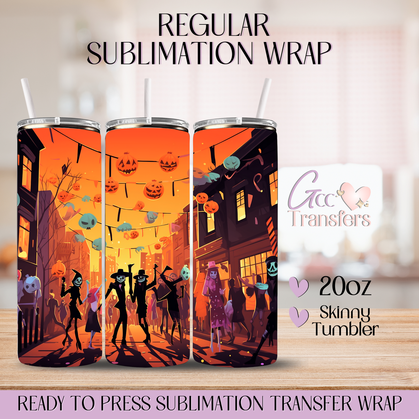 Orange Halloween Town Party - 20oz Regular Sublimation Wrap