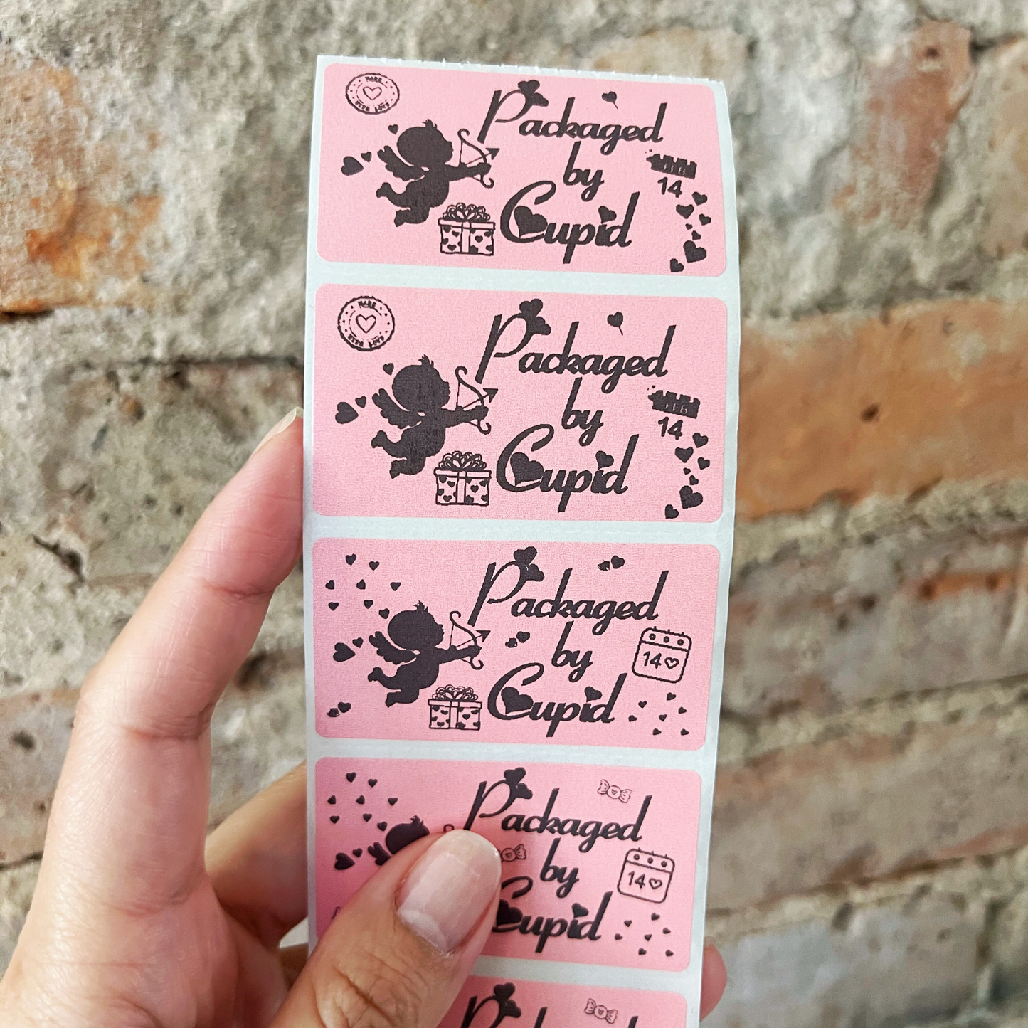 Packed By Cupid! - 100 Thermal Labels Stickers