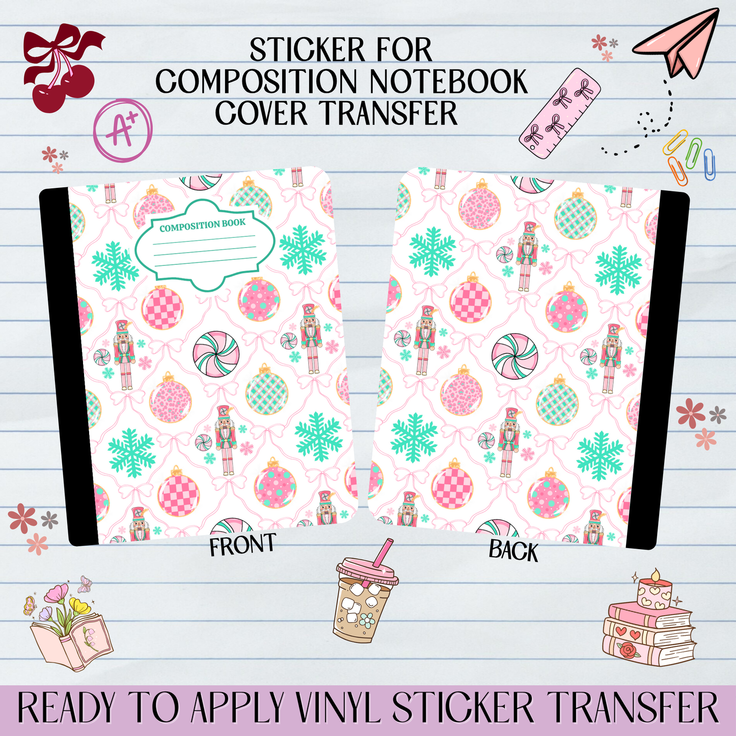 Pastel Nutcracker Ornament - Sticker for Notebook Cover