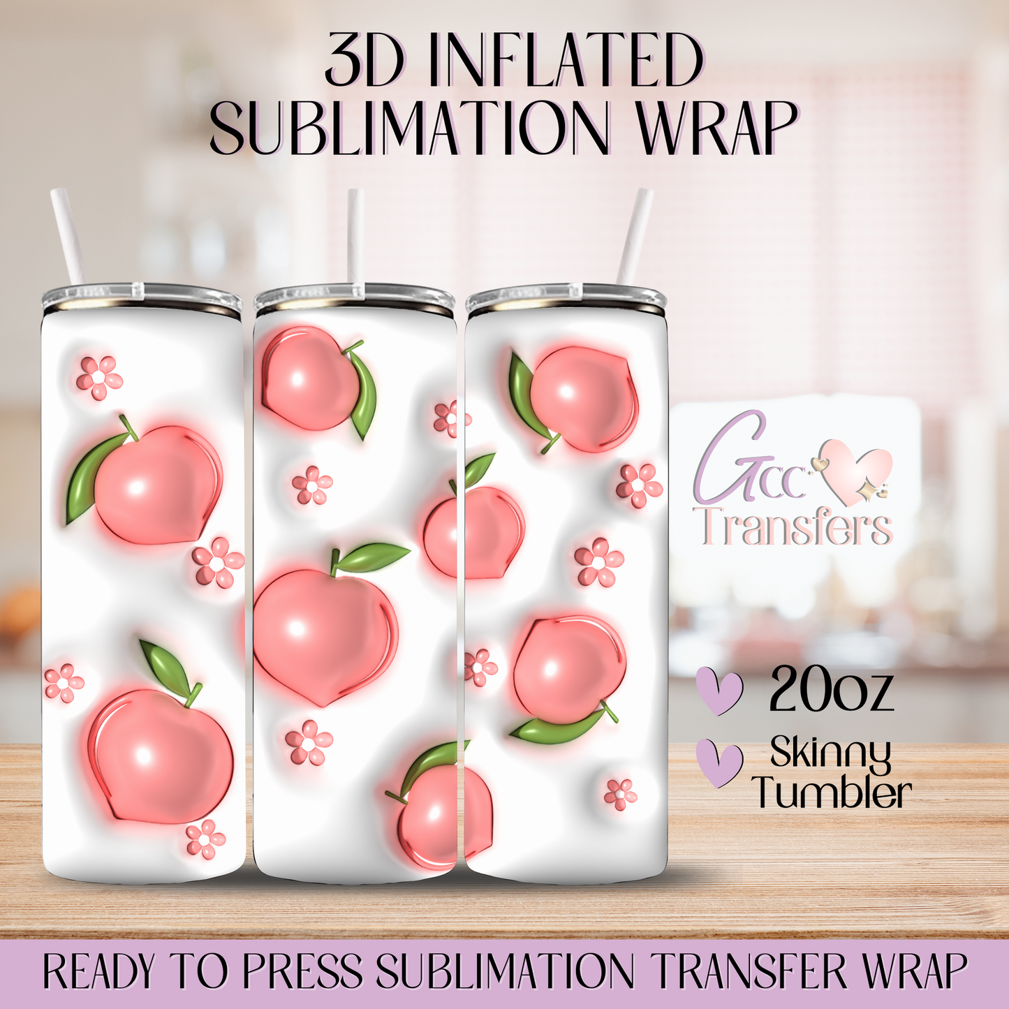 Peach Fruit - 20oz 3D Inflated Sublimation Wrap