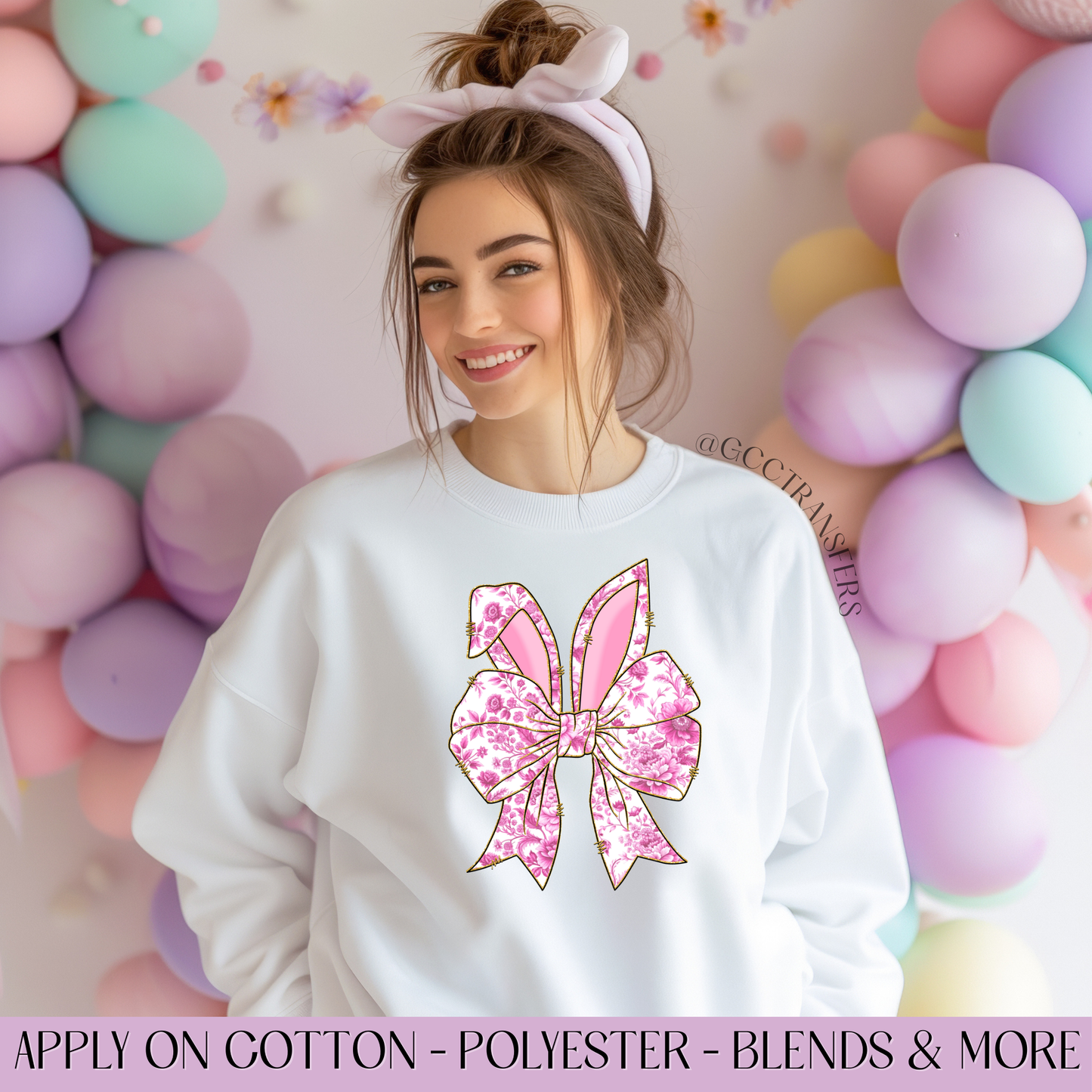 Pink Easter Bow - Full Color DTF Transfer