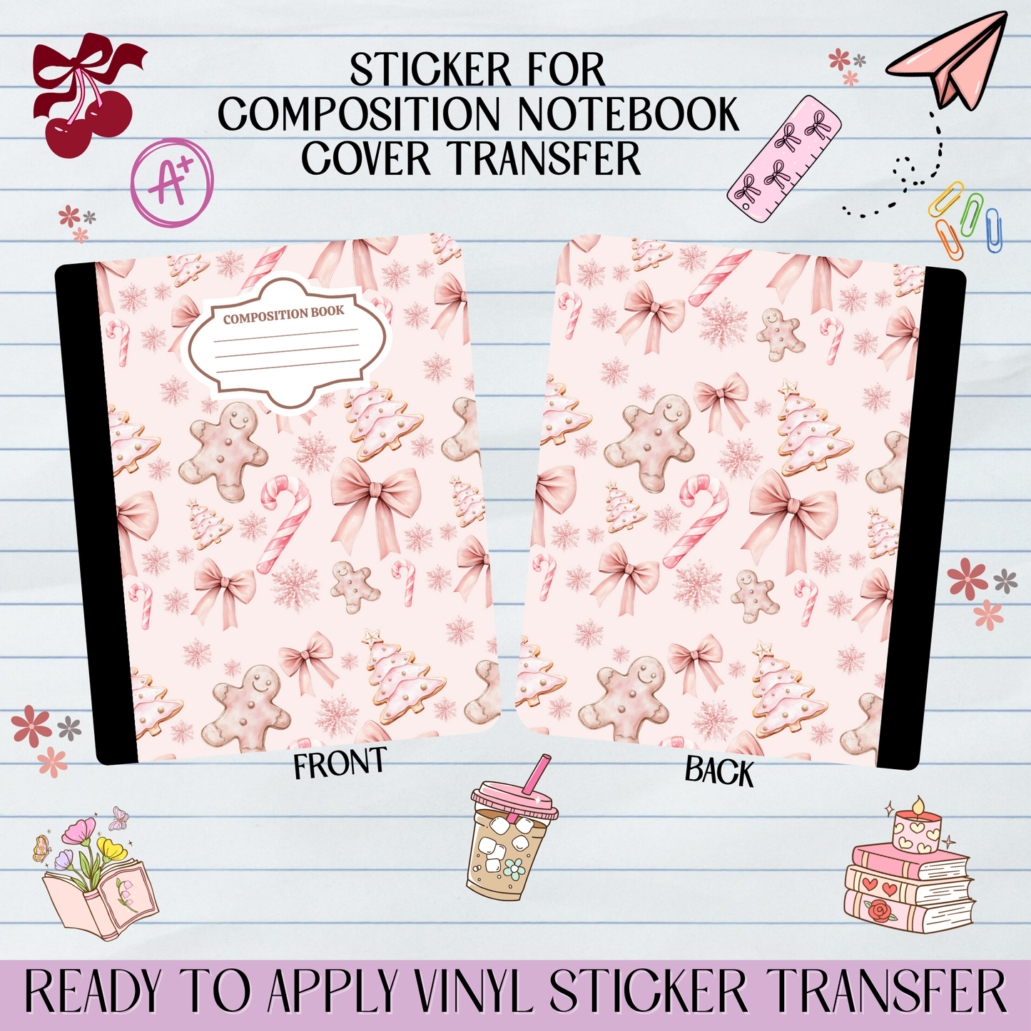 Pink Gingerbread Cookies - Sticker for Notebook Cover