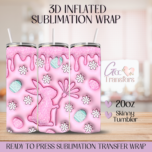 Pink Glitter Bunny - 20oz 3D Inflated Sublimation Wrap