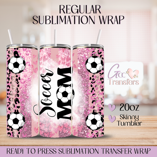 Pink Leopard Soccer Mom- 20oz Regular Sublimation Wrap