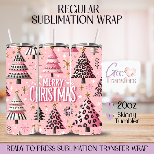 Pink Christmas Trees - 20oz Regular Sublimation Wrap