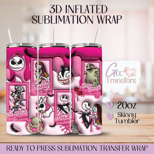 Pink Nightmare Cards Characters - 20oz 3D Inflated Sublimation Wrap