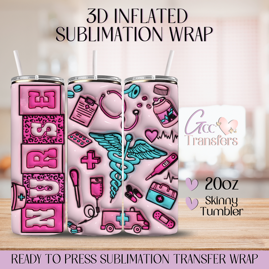 Pink Nurse Life - 20oz 3D Inflated Sublimation Wrap