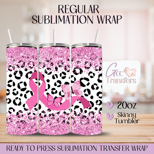 Pink Ribbon Leopard BCA - 20oz Regular Sublimation Wrap