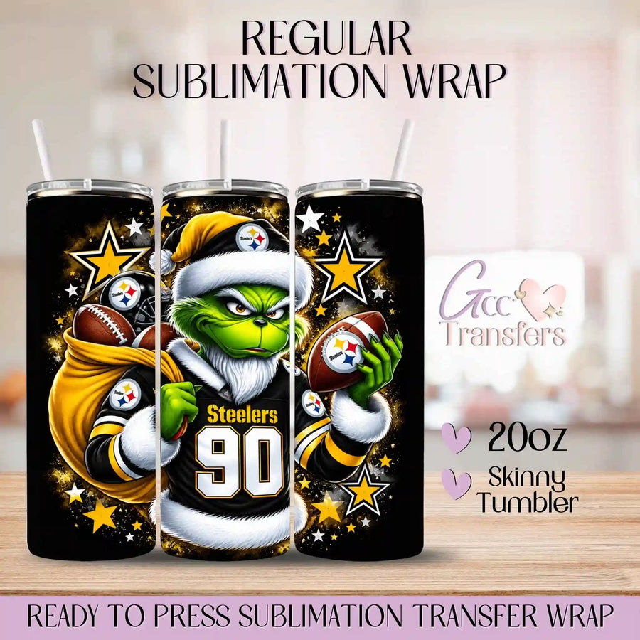 Grinch Steelers Football - 20oz Regular Sublimation Wrap