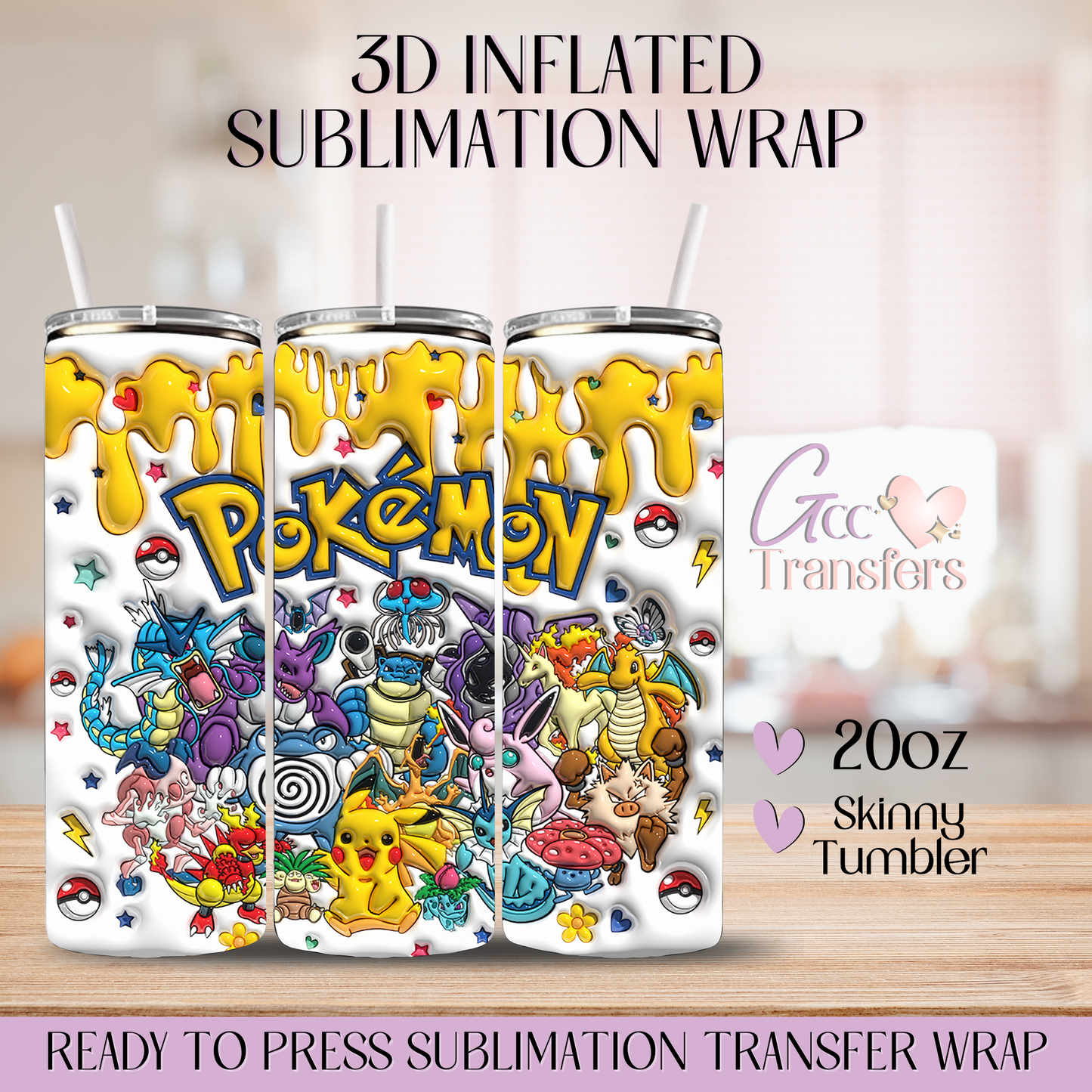 Pokemon - 20oz 3D Inflated Sublimation Wrap