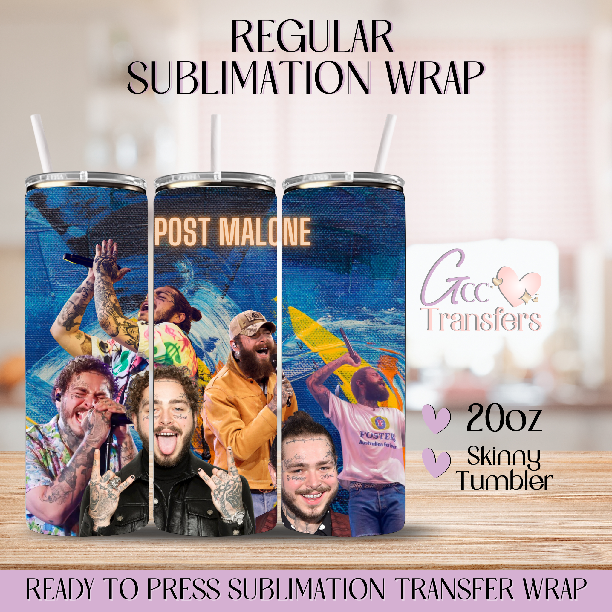 Rapper Post Malone - 20oz Regular Sublimation Wrap – GCC Transfers