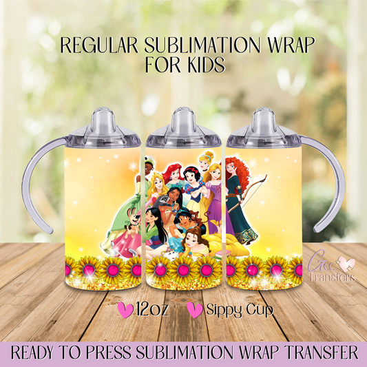 Princesses Yellow Background - 12oz Regular Sublimation Wrap