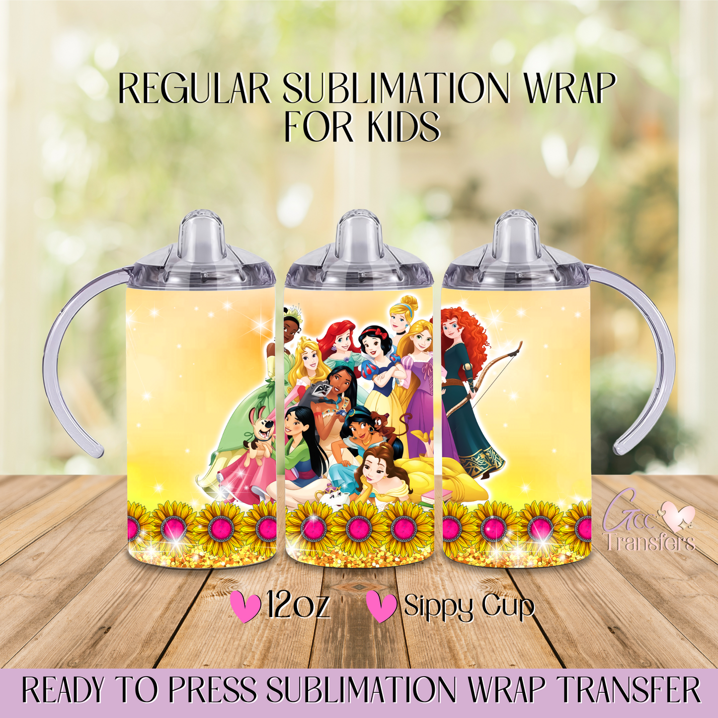 Sunflower Yellow Background- 12oz Regular Sublimation Wrap