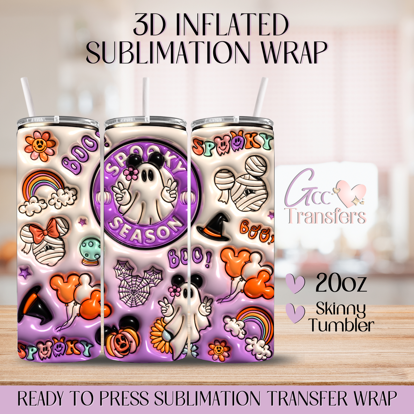 Purple Boo Spooky Season - 20oz 3D Inflated Sublimation Wrap