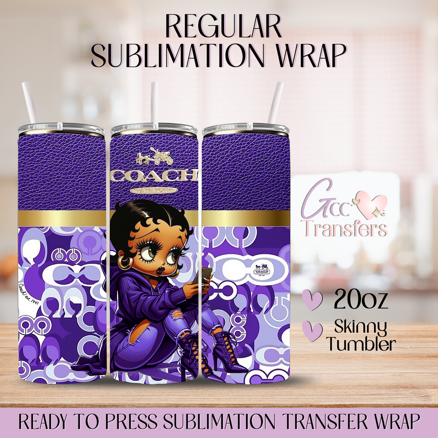 Purple Betty Luxury Purse - 20oz Regular Sublimation Wrap