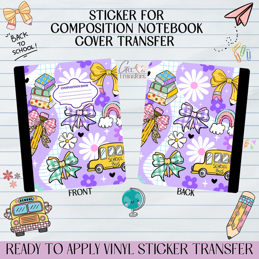 Purple Coquette Back to School - Sticker for Notebook Cover