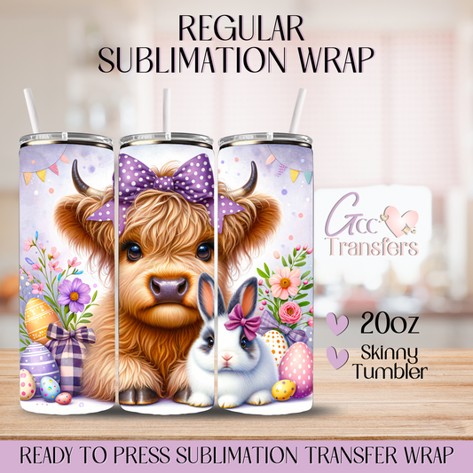 Purple Cute Cow Easter - 20oz Regular Sublimation Wrap