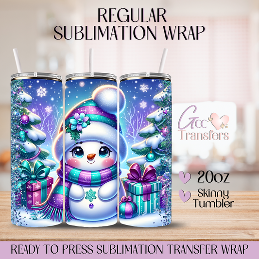 Purple Cute Snowman - 20oz Regular Sublimation Wrap