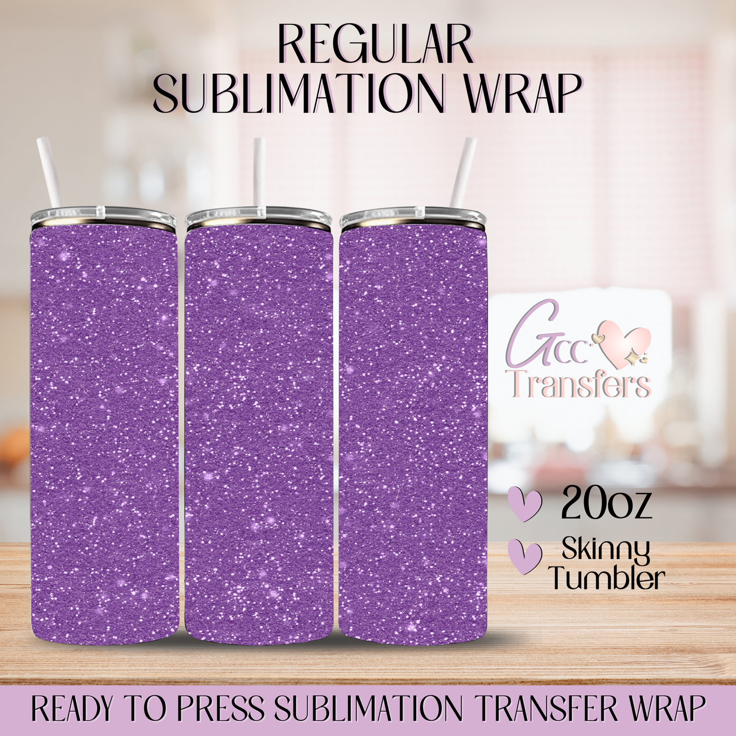 Purple Glitter - 20oz Regular Sublimation Wrap