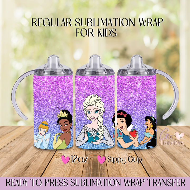 Purple Glitter Princesses - 12oz Regular Sublimation Wrap – GCC Transfers