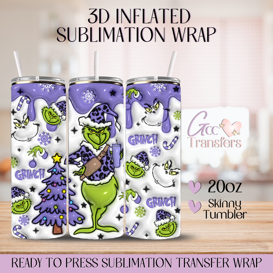 Purple Grinch- 20oz 3D Inflated Sublimation Wrap