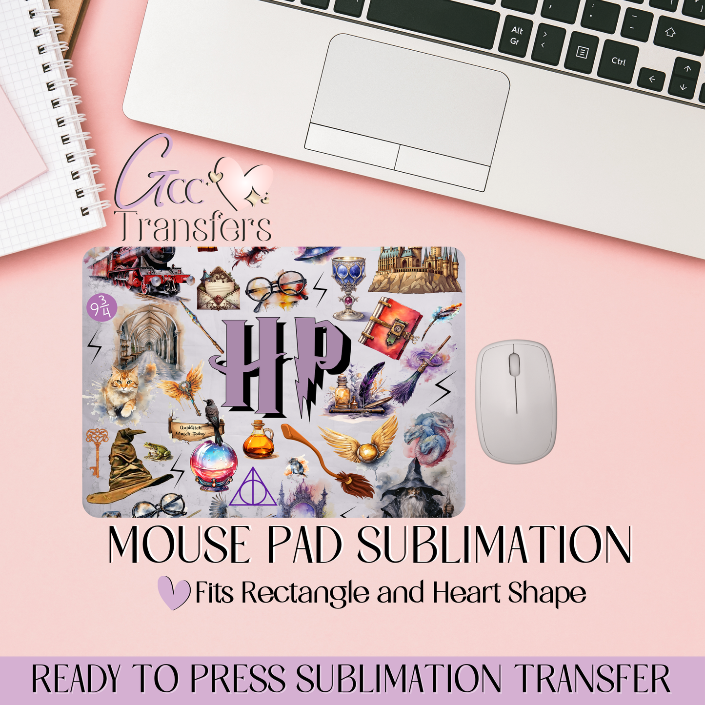 Purple Wizard School - Mouse Pad Sublimation Transfer