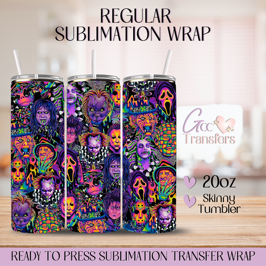 Purple Retro Horror Characters - 20oz Regular Sublimation Wrap