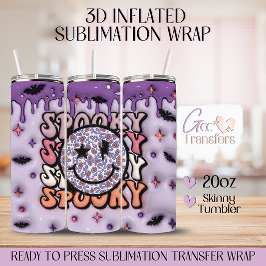 Purple Spooky Smiling Face Retro - 20oz 3D Inflated Sublimation Wrap