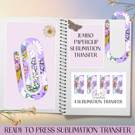Purple Teacher Coquette School - Jumbo Paperclip Sublimation Transfer