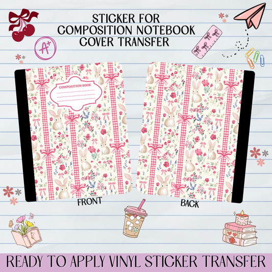 Pink Cottage Easter Rabbit Bow - Sticker for Notebook Cover