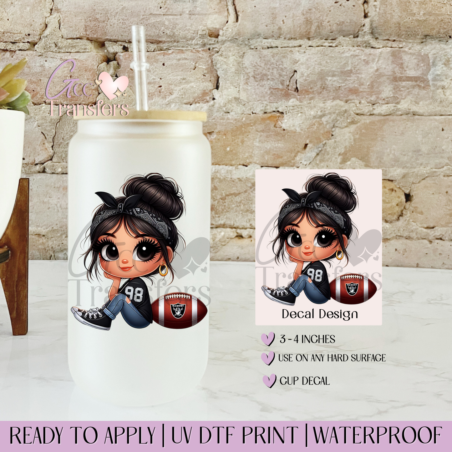 Raiders Girl Fans Football - Decal UVDTF