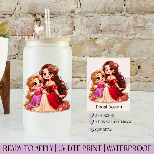 Long Hair Princess Mama & Daughter - Decal UVDTF