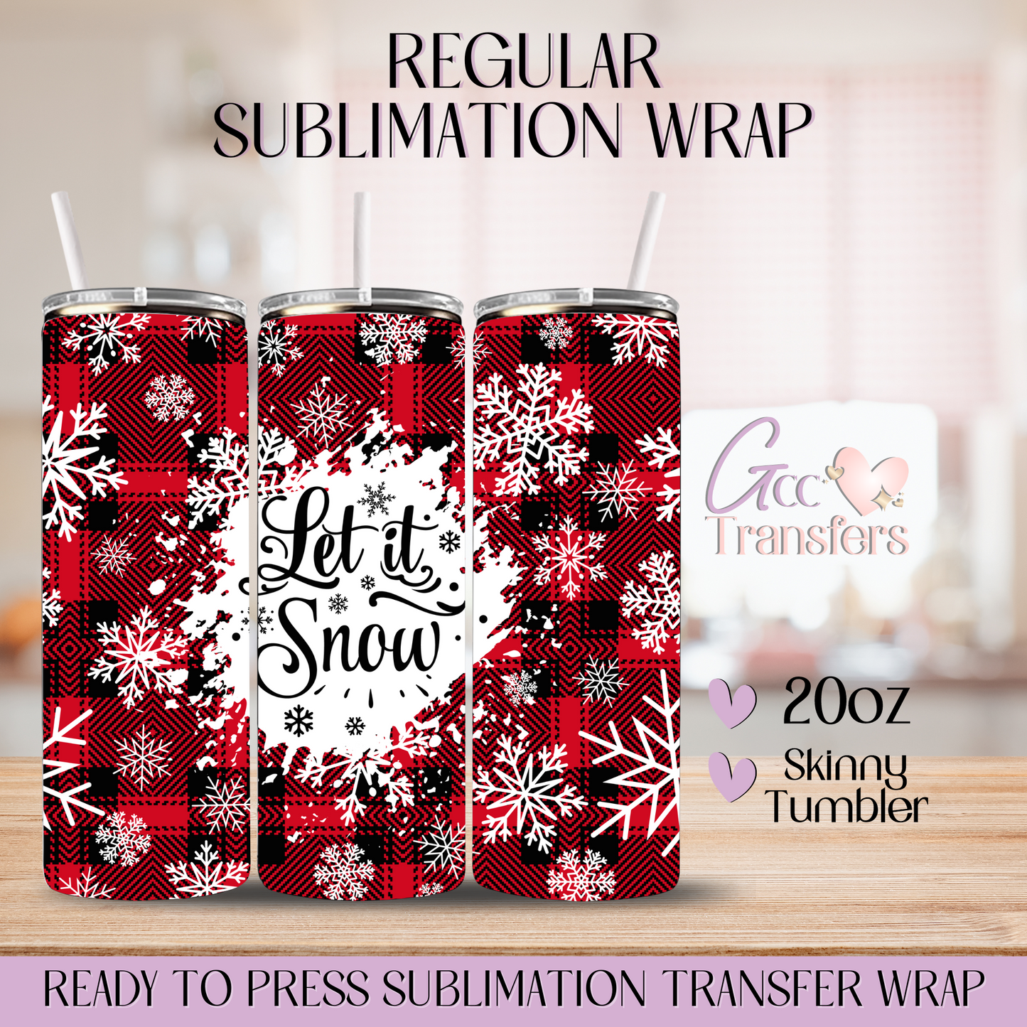 Let it Snow Red Background - 20oz Regular Sublimation Wrap